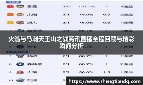 火箭与马刺天王山之战腾讯直播全程回顾与精彩瞬间分析